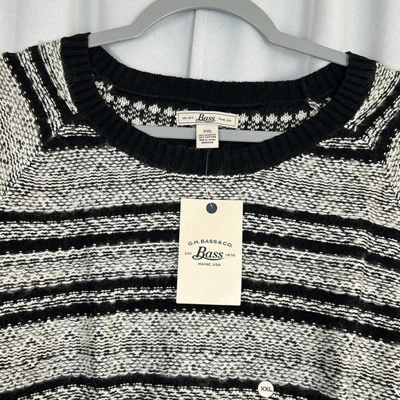 NWT G.H Bass & Co Black & White Scoop Neck Sweater Size XXL - Picture 3 of 3